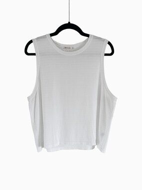 Marine Layer Ribbed Muscle Tank XL Off-White Cotton Modal Cropped Clean Girl Lux